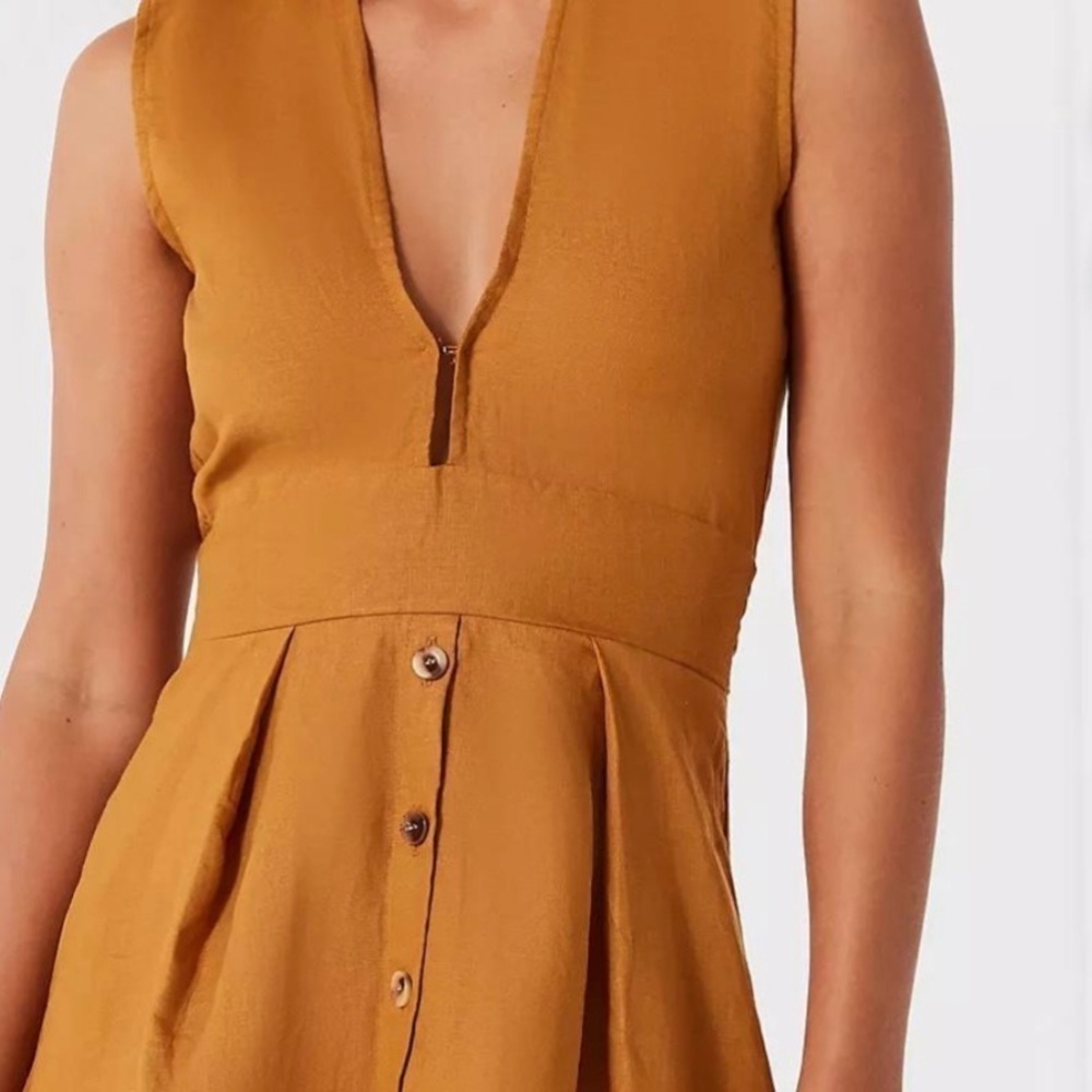 Faithful the Brand Mustard Yellow Sleeveless Dress with Button Detail in size 4